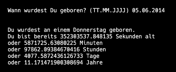 Geburtstag ermitteln